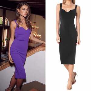 NWT Dress The Population Sloane Black Bodycon Midi Dress $128 Size M Medium